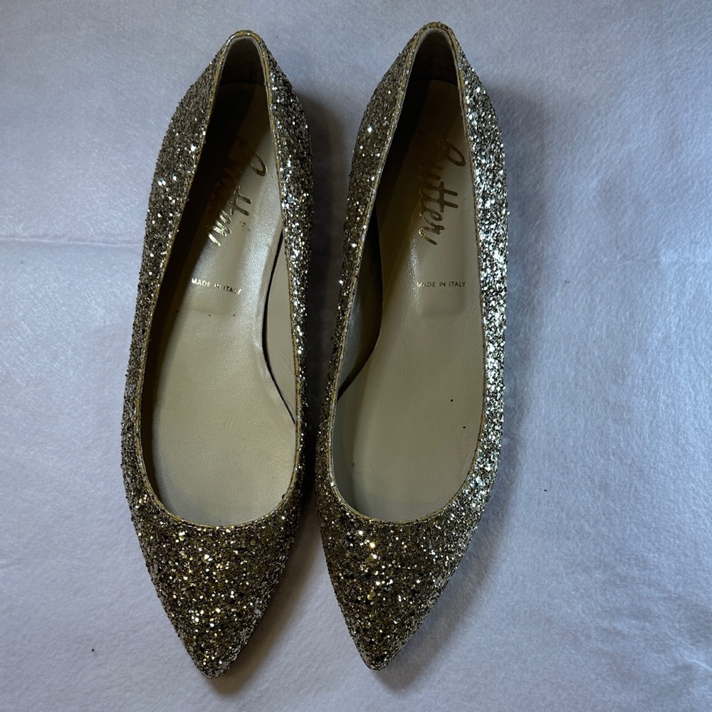 Butter Sparkling Gold Glitter Flats